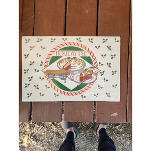 Vintage Christmas Hot Pan Holder Mat‎ Holiday Pies Large Safe Coated